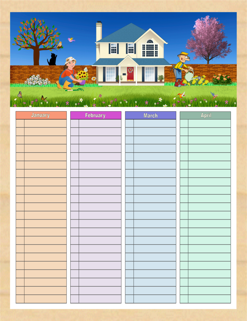 Birthday Calendar - 3 Pages - Instant Download PDF