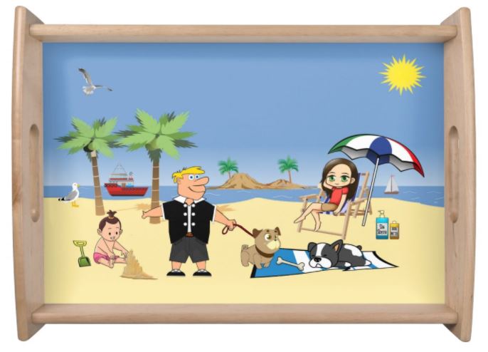 Beach Fun - Pug Givin' the Dog a Bone Serving Tray
