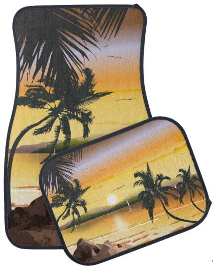 Beach Palm Trees Brazilian Scenic Car Floor Mats - Simply Snazzy