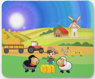 Cute Farmhouse, Sheep, and Chicks Mouse Pad