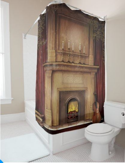 Classic Fireplace Shower Curtain