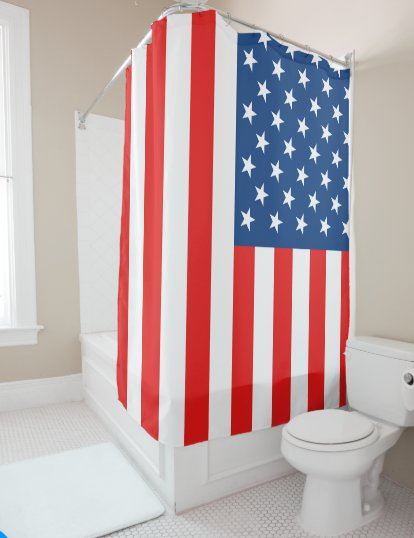 American flag shower curtain