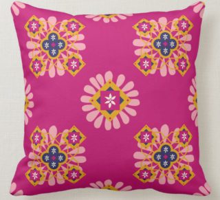 Pink Moroccan Pattern Throw Pillow