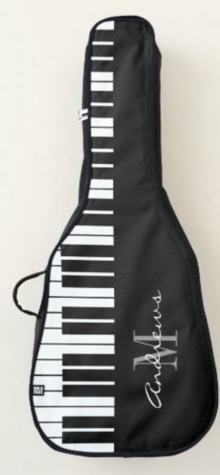 Custom monogram piano key acoustic guitar bag case