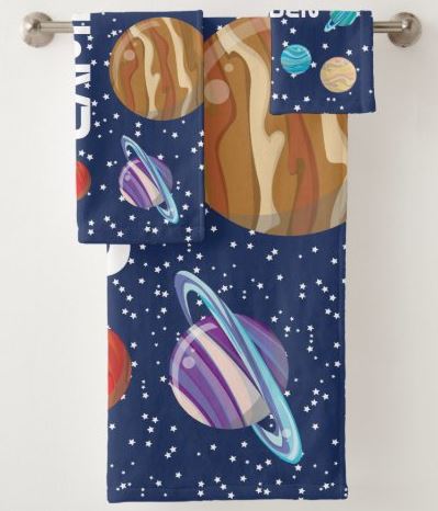 Solar System Kid's Personalized Bath Towel Set